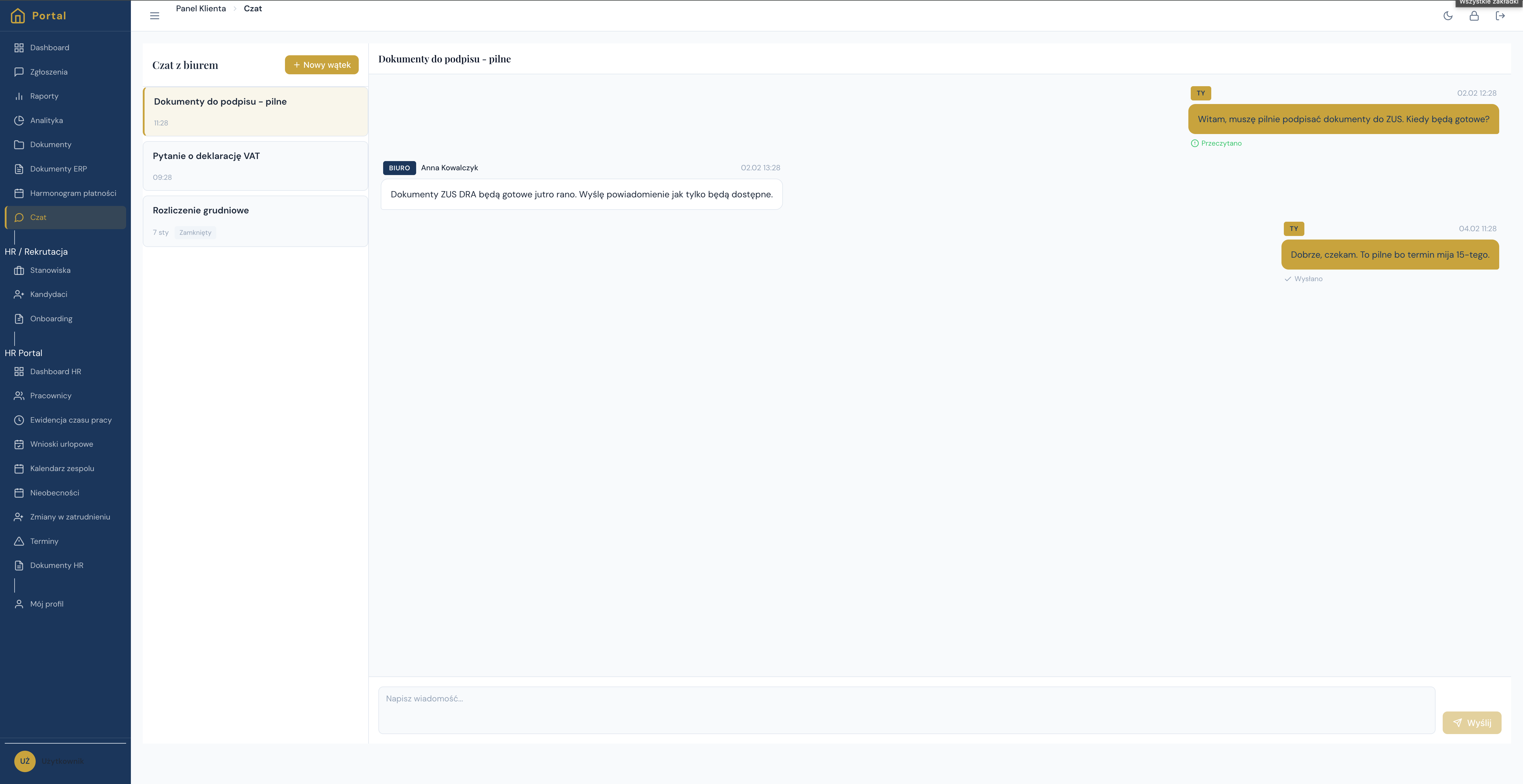 Czat z biurem rachunkowym